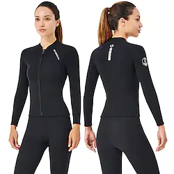 Women's Wetsuit Top 2mm SCR Neoprene Jacket Thermal Warm UPF50 Anatomic Design High Elasticity Long Sleeve Front Zip - Swimming Diving Surfing Scuba Solid Colored Spring Summer Winter / Quick Dry Lightinthebox