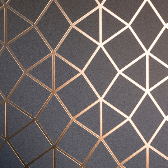 Geometric Trellis Rose Gold Metallic Foil Wallpaper Shimmer Fine Decor Platinum