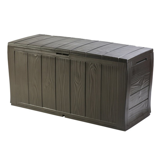 Keter Sherwood Outdoor Plastic Storage Box Garden Furniture, 117 x 45 x 57.5 cm - Brown