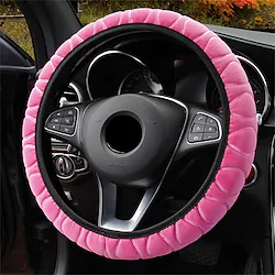 Universal 37-39cm Pink Steering Wheel Cover Soft Warm Plush Steering Wheel Cover For Winter Car Steering Wheel Interior Parts Lightinthebox