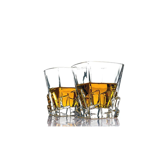 LIVIVO Set of 2 On The Rocks Whiskey Glasses in Gift Box - Perfectly Weighted Crystal Clear Tumbler for Short Drinks