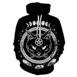 Inspired by Animal Cat Hoodie Cartoon Manga Anime Front Pocket Graphic Hoodie For Men's Women's Unisex Adults' 3D Print 100% Polyester Lightinthebox