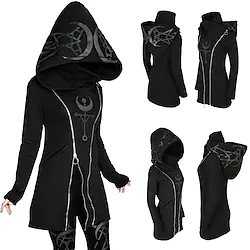 Goth Girl Plus Size Retro Vintage Punk Gothic Steampunk Coat Hoodie Outerwear Women's Costume Vintage Cosplay Party Long Sleeve Coat Masquerade Lightinthebox