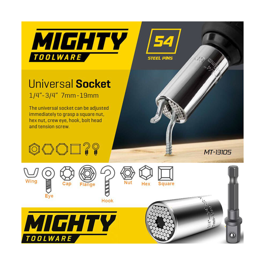 Universal Socket Wrench Set Gator Grip 7-19mm Gift for Men Dad For Him DIY Tool
