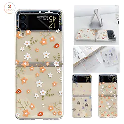Phone Case For Samsung Galaxy Flip Z Flip 4 Z Flip 3 Portable Flip Dustproof Flower PC Lightinthebox