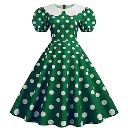 Audrey Hepburn 1950s Vacation Dress Cocktail Dress Vintage Dress Dress Masquerade Women's Costume Vintage Cosplay Party / Evening Short Sleeve Dress Masquerade Lightinthebox
