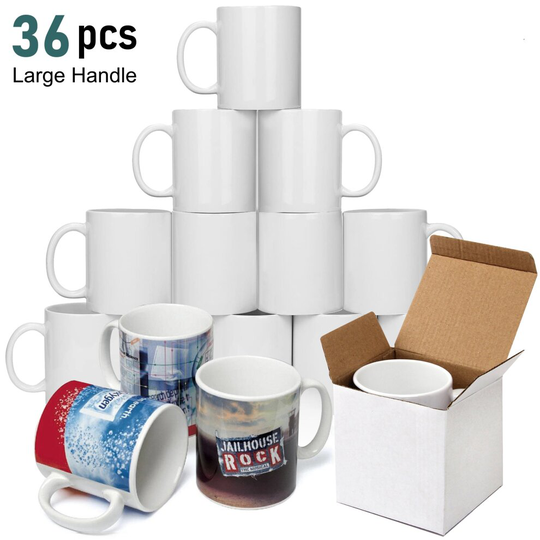 36 X Sublimation Mug 11oz Heat Press White ORCA Coated Large Handle Mug Gift Box