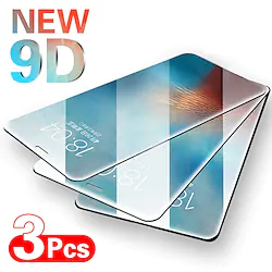 [3Pcs] 9D Screen Protector Full Cover Protective Glass For iPhone 13 12 Pro Max mini 11 Pro Max SE 2020 XR X XS Max 8 7 Plus Tempered Glass Film Lightinthebox