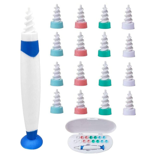 Q Grips Ear Wax Cleaners Ear Cleaner Twist Ear Cleaner Ear Wax Remover with Suction Cup at The Bottom 16 Washable Soft Silicone Spiral Heads