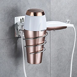 Stainless Steel Hair Dryer Holder Adhesive Blower Organizer Wall Mounted Spiral Stand Shelves Bathroom Storage Accessories Lightinthebox