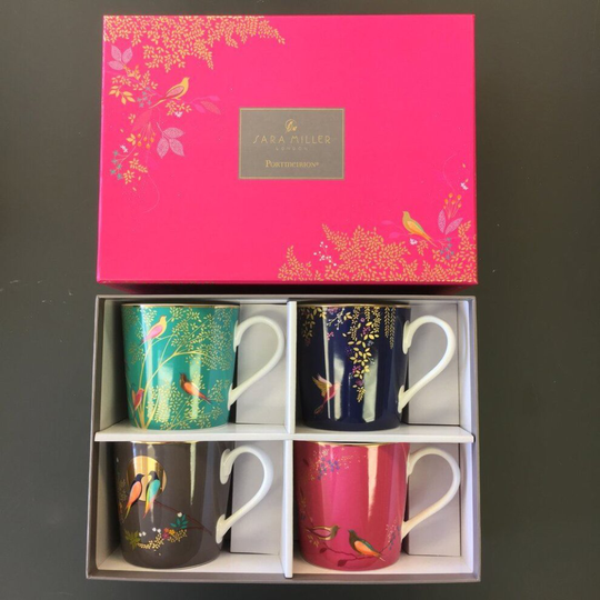 Portmeirion Sara Miller London set 4 Assorted Mugs in Gift Box