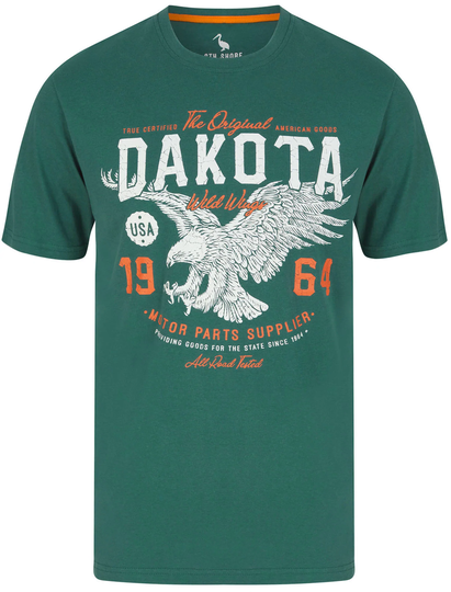 T-Shirts Dakota Wild Wings Motif Cotton Jersey T-Shirt in Mallard Green - South Shore / S - Tokyo Laundry