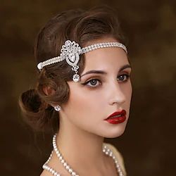 The Great Gatsby Charleston Gentlewoman Vintage Classical Roaring 20s 1920s All Seasons Feathers Headband Women's Adults' Beads Costume Head Jewelry Vintage Cosplay Party Evening Party Cocktail Party Lightinthebox