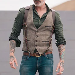 Men's Vest Waistcoat Gentleman Kingsman Retro Vintage Roaring 20s 1920s Costume Vintage Cosplay Party / Evening Sleeveless Masquerade Lightinthebox