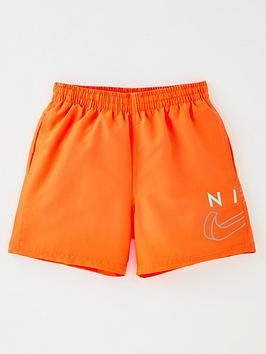 Boys, Nike Split Logo Lap 4" Volley Swim Short - Orange, Orange, Size M=9-11 Years