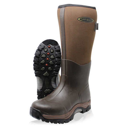 (UK 6 EU39/40, Brown) Dirt Boot Neoprene Wellington Muck Boots Pro Sport Wide Calf Adjustable Gusset Wellies