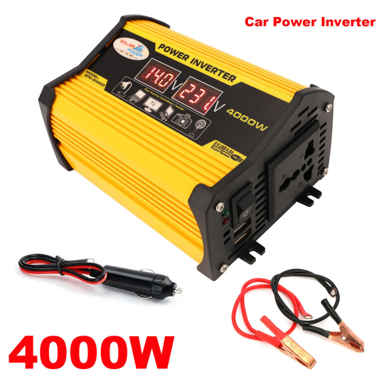 Van Power Inverter DC 12V to AC 220V Sine Wave Dual 2 USB Converter 4000W