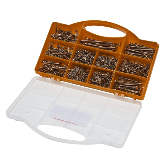 Brackit Screws Assortment Kit | 780 Pcs | Large Value Pack Zinc-Plated, Extra Strength Assorted Wood Screws for Door Hinges & Repairs.