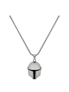 Disney Star Wars Stainless Steel Mandalorian Boba Fett Helmet Pendant With Box Chain