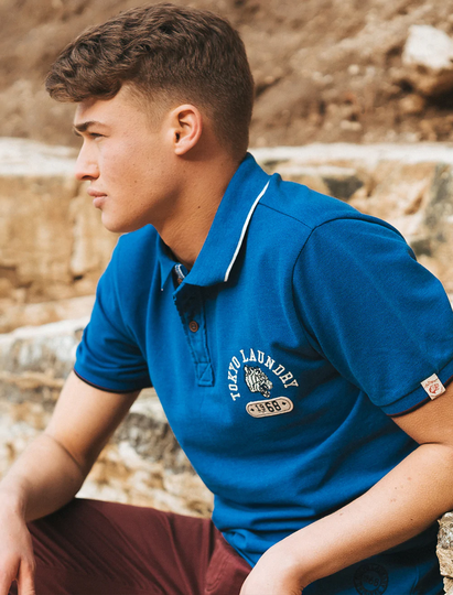 Polo Shirts Tiger Bay Pique Polo Shirt in Cornflower Blue Marl - Tokyo Laundry / S - Tokyo Laundry