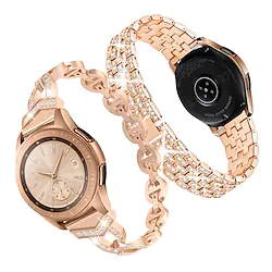 Compatible For Galaxy Watch 42Mm Band,20Mm Women Bling Stainless Steel Metal Replacement Bracelet Strap For Samsung Galaxy Watch 42Mm/Active/Active2 20/22mm (2 Pack) (Rose Gold) Lightinthebox