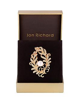 Jon Richard Gold Plated Wreath With Pearl Center Brooch - Gift Boxed