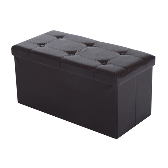 HOMCOM Storage Ottoman Toy Box Folding Bench Foot Rest Stool Brown
