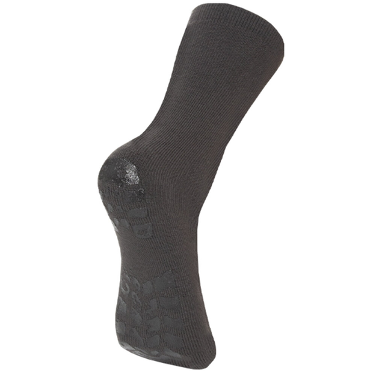 (Grey) Mens Thermal Slipper Socks Non Slip Grip 6-11