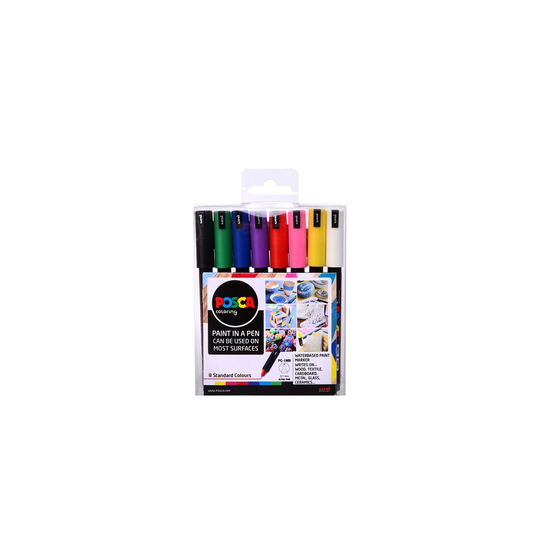 Uni Posca PC-1MR Paint Marker Pen, Starter Set of 8 Assorted Colours, Ultra Fine Tip