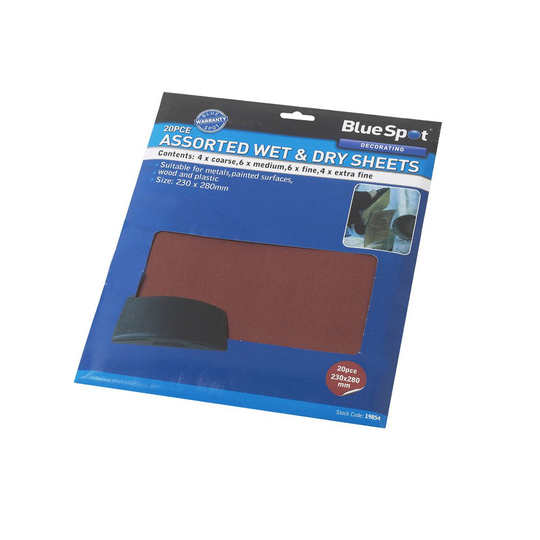 20 Piece Wet & Dry Sandpaper Set - Fine Blue Spot Sand Paper Extra Mixed - 20 wet dry fine blue spot sand paper extra sandpaper mixed sanding sheets