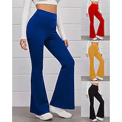 Women's Flare Leg Pants Yoga Style High Waist Quick Dry Pilates Dance Pants Bottoms Black Blue Yellow Sports Activewear Stretchy Slim / Athletic Lightinthebox