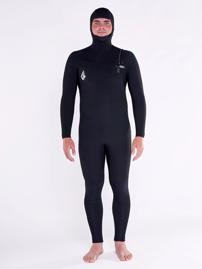 Men's Volcom Modulator 4/3Mm Hooded Chest zip Wetsuit - BLACK