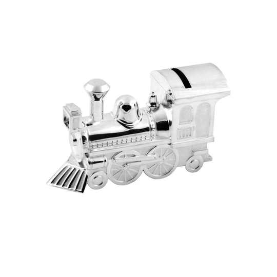 Silver plated steam train money box