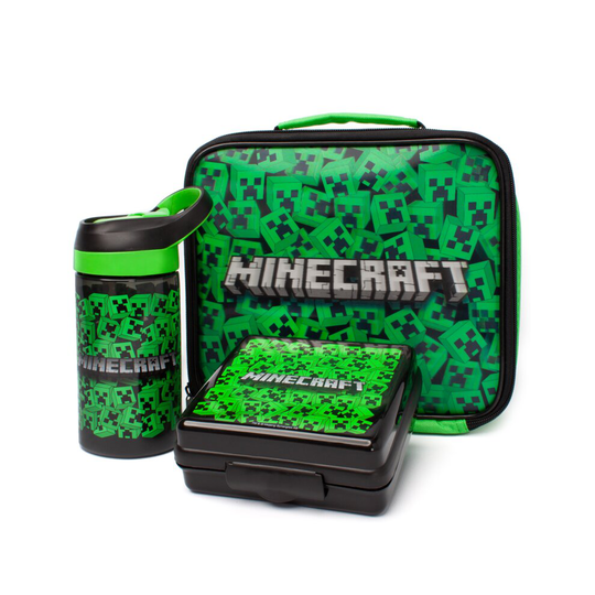 Minecraft Lunch Bag Set Creeper (Lunch Box, Water Bottle, Snack Pot) One Size