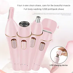 hair remover lady shaver,usb charging 4 in1 painless waterproof smooth facial hair remover shaver, nose hair trimmer, eyebrow trimmer, body shaver,bikini facial hair removal for wome Lightinthebox