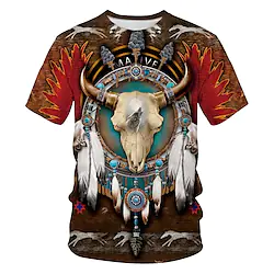 Inspired by American Indian Native American T-shirt Anime 3D Retro Mixed Color 3D T-shirt For Men's Unisex Adults' 3D Print Polyster Lightinthebox
