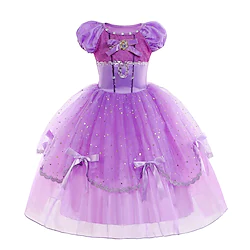 Rapunzel Fairytale Princess Sofia Flower Girl Dress Theme Party Costume Tulle Dresses Girls' Movie Cosplay Cosplay Halloween Purple Dress Halloween Carnival Masquerade Organza Lightinthebox