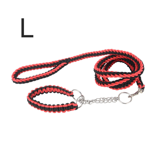 (Red+Black , L ) Leash with Dogs Chain Coupler Harness Puppy Collar