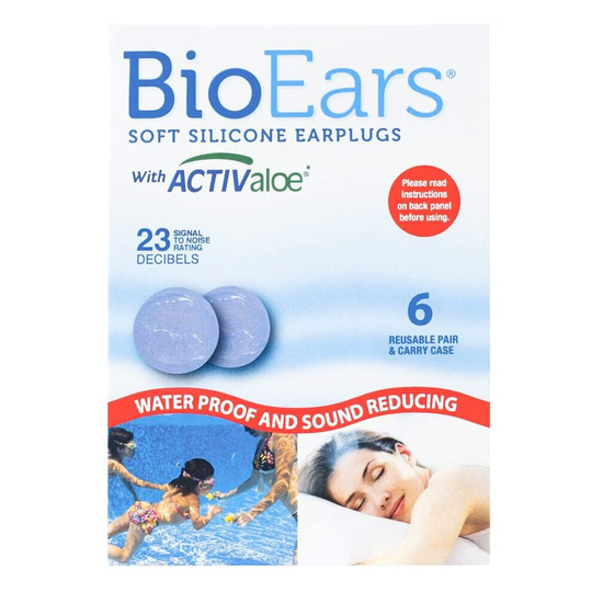 BioEars Soft Silicone Earplugs with ACTIValoe. Premium silicone. Protection from Water and Noise (6 pairs)