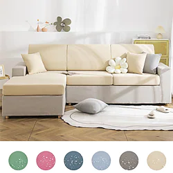Waterproof 3D Jacquard Stretch Sofa Seat Cushion Cover Jacquard Slipcover Elastic Couch Armchair Loveseat 4 or 3 Seater Grey Plain Solid Soft Durable Washable Lightinthebox
