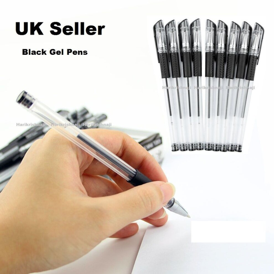 7pcs Black Gel Pens Rubber Grip Student Office Ink Stationery Ballpoint 0.5mm