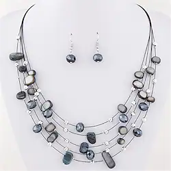 Drop Earrings Necklace / Earrings For Women's Crystal Party Daily Crystal Shell Layered Floating Black White Red Blue Green / Layered Necklace Lightinthebox