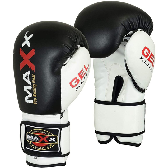 (10oz) Maxx Boxing Gloves black white Martial arts Sparring Training Glove