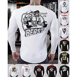 Men's Running T-Shirt Workout Shirt Long Sleeve Top Athletic Athleisure Winter Breathable Quick Dry Soft Running Jogging Training Sportswear Activewear Red black WhiteRed Red / White Lightinthebox