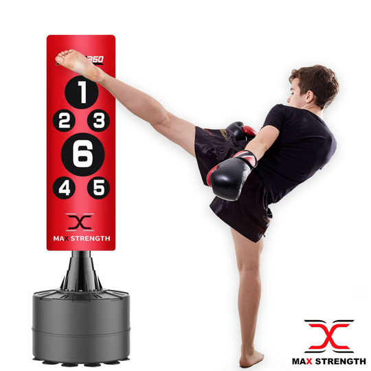(Red) 4FT Free Standing Punch Bag MMA Kids Punching Kick Boxing Training Junior Stands