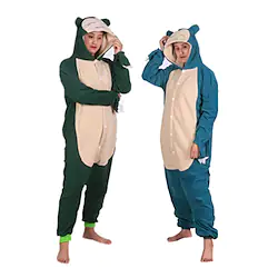 Adults' Nightwear Wearable Blanket Hoodie With Pocket Snorlax Cartoon Onesie Pajamas Flannel Cosplay For Men and Women Carnival Animal Sleepwear Cartoon Festival / Holiday Costumes / Leotard / Onesie Lightinthebox
