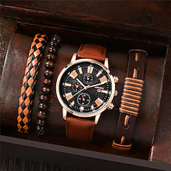Liandu Men'S Calendar Quartz Watch Wish Sports Watch Set Men'S Pu Business Watch Ldj6042 Lightinthebox