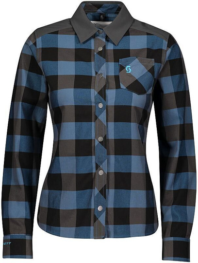 Scott Women's Trail Flow Check L/SL Breeze Blue/Dark Grey XS