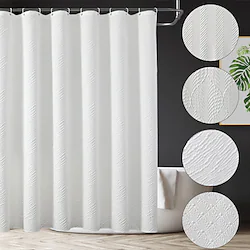 White Shower Curtain, 2022 New Technology Waterproof Shower Curtains for Bathroom, Waterproof Shower Curtains with 12 Hooks 72 x 72 Inches,Bubble Process Three-Dimensional Polyester Fiber Bath Decor Lightinthebox