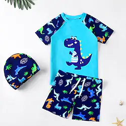 Kids Boys Three Piece Swimwear Outdoor Animal Active Drawstring Bathing Suits 3-12 Years Spring Blue Lightinthebox